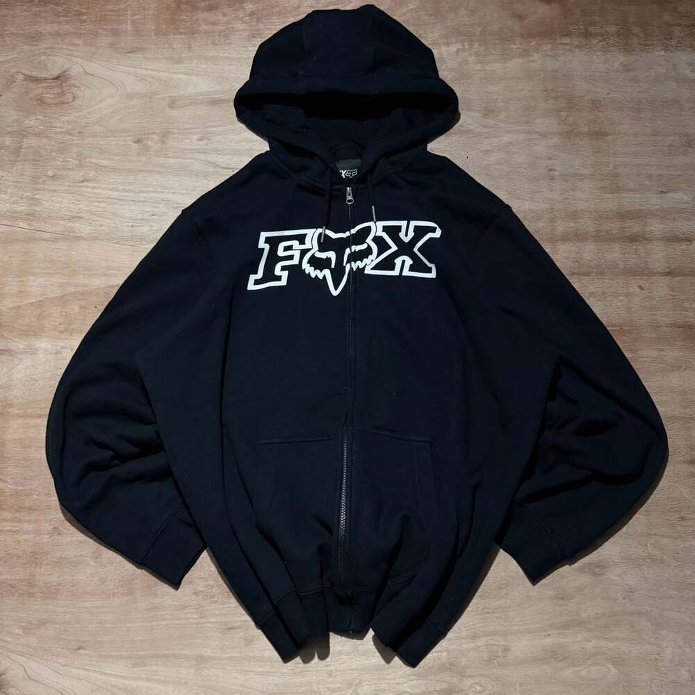 Fox Racing Big Logo Black Full Zip Hoodie XXL Motocross Moto Streetwear